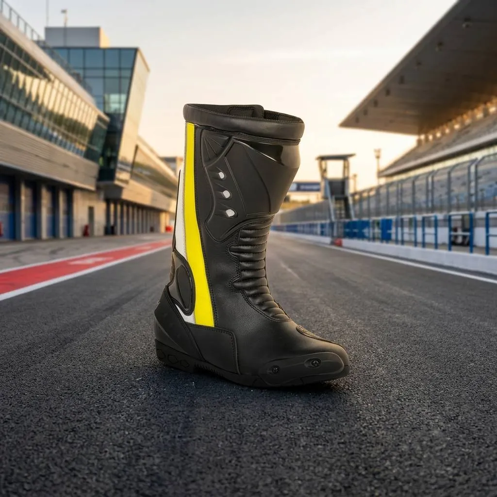 Men's Leather Motorcycle Racing Boots | Protective Biker Riding Boots for Touring & Street Riding - Image 2