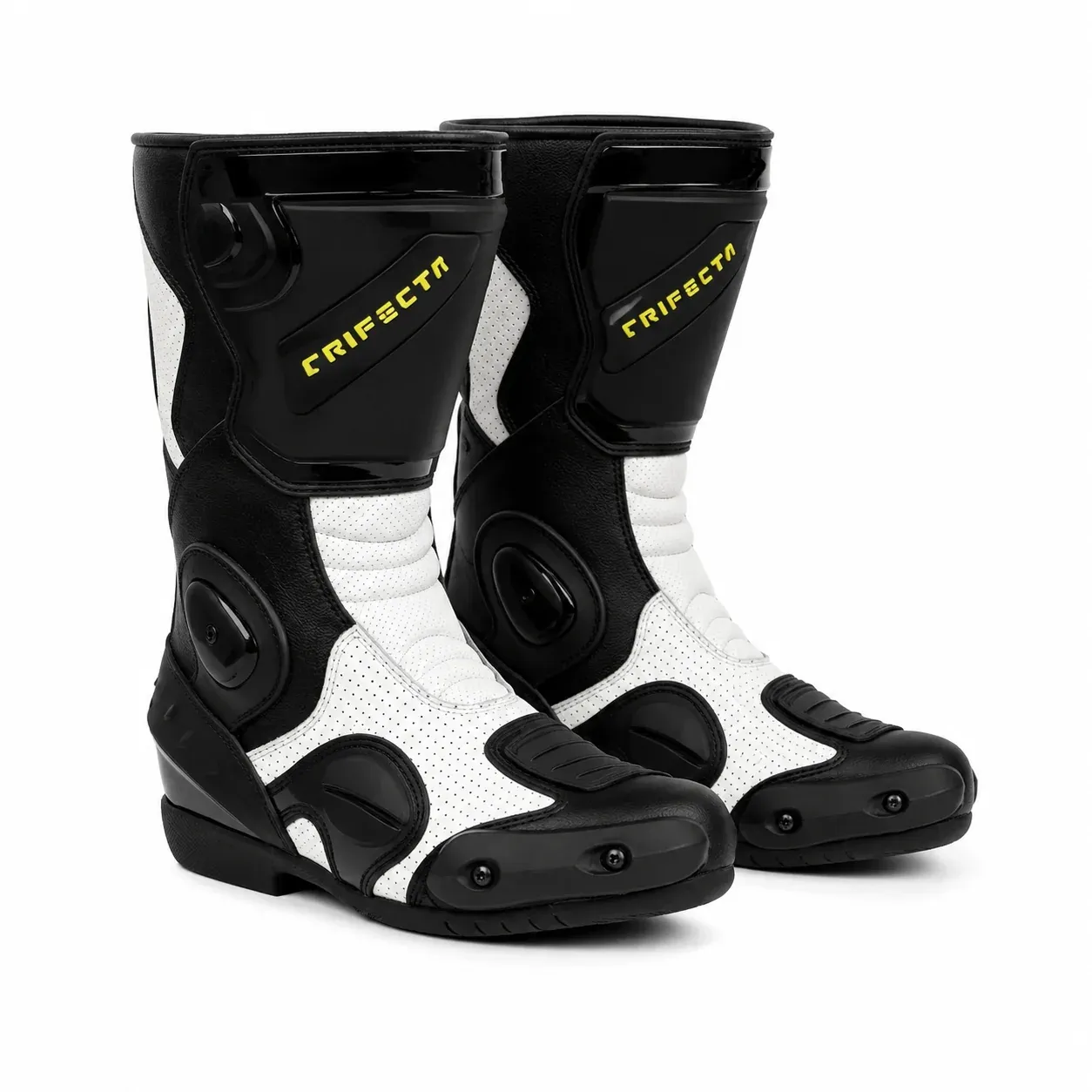 TRIFECTA Motorcycle Racing Boots – Genuine Leather Sport Riding Boots