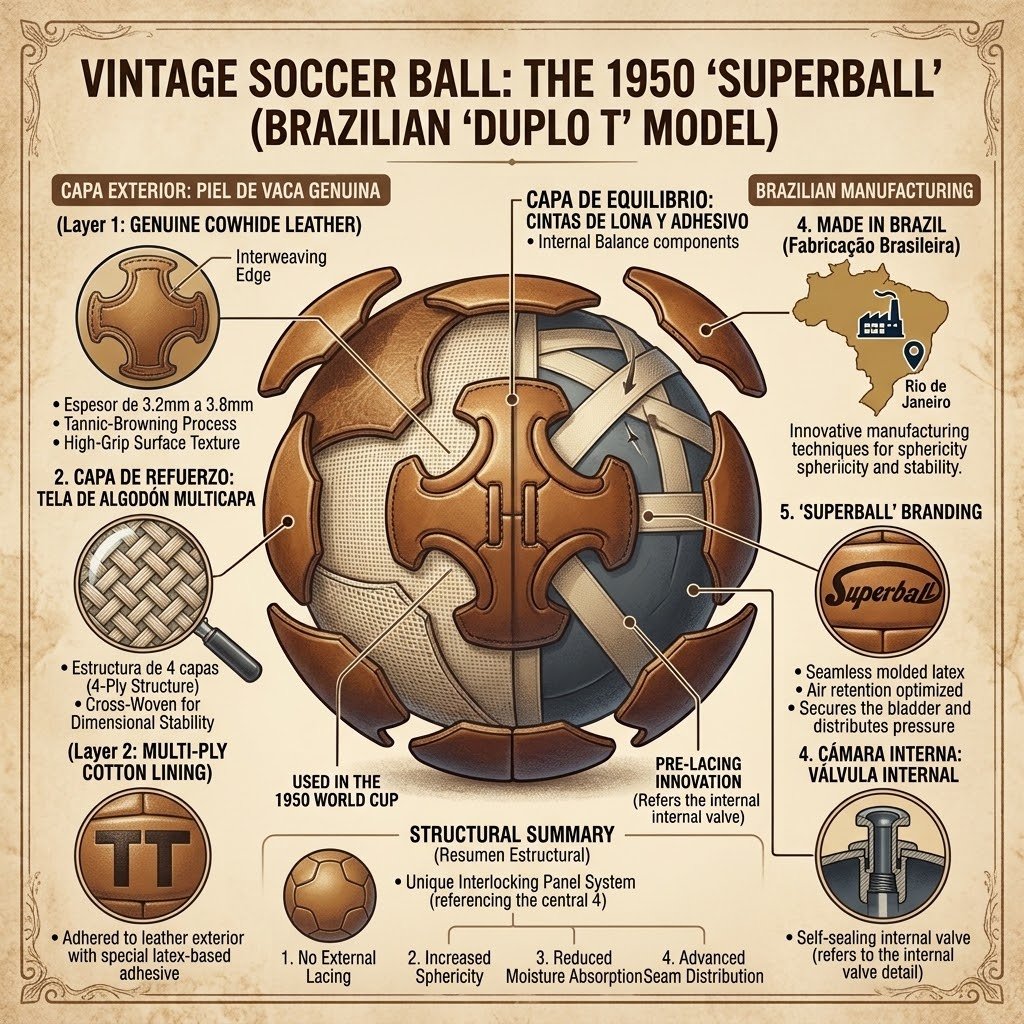 Superball Duplo T Historic 1950 World Cup Leather Match Ball Replica - Image 2