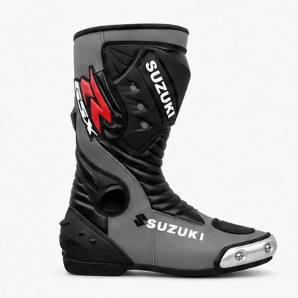 TRIFECTA Storm Racing Motorcycle Boots | Grey & Black Biker Boots for Men - Image 2