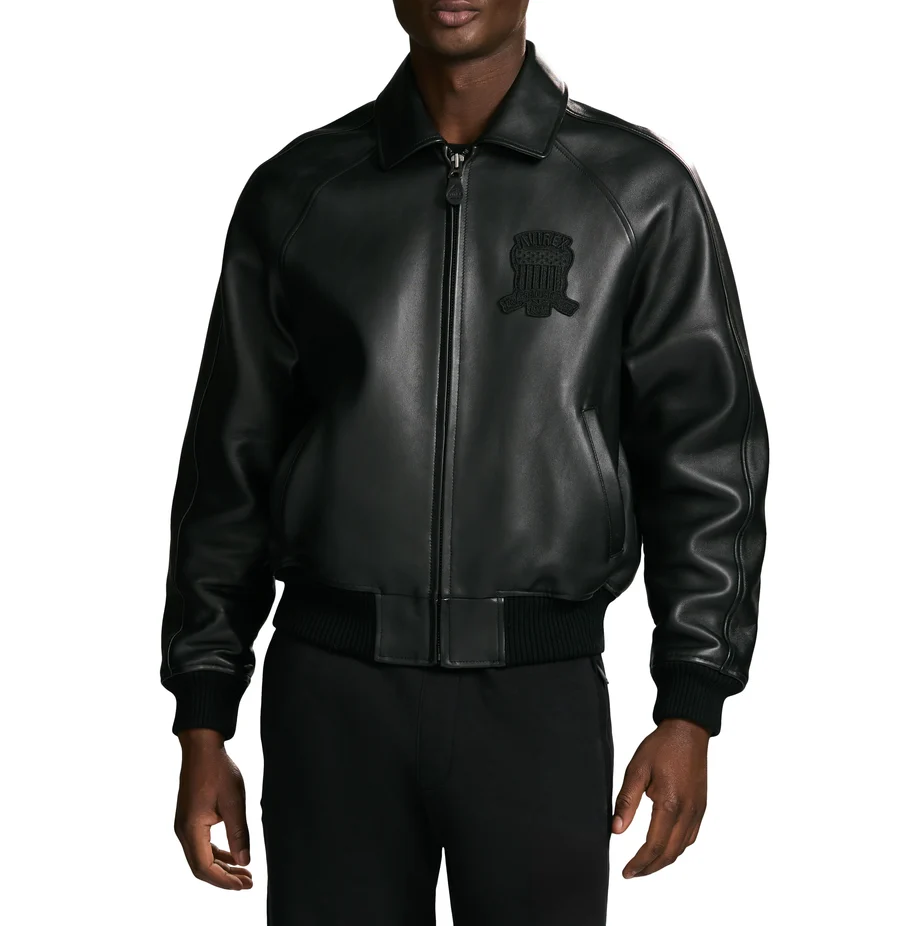Avirex Stealth Black Crocodile Pattern Leather Flight Jacket - Image 3