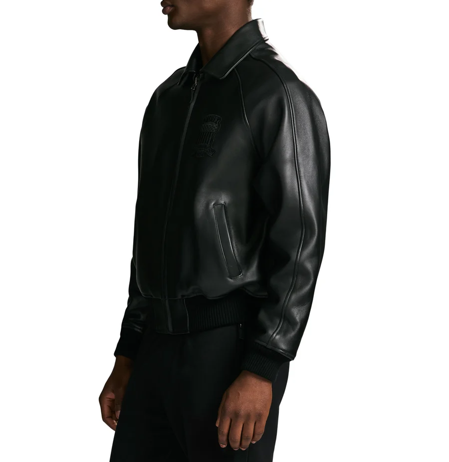Avirex Stealth Black Crocodile Pattern Leather Flight Jacket - Image 5