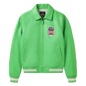 Avirex USA Established 1975 Premium Lime Green Leather Bomber Jacket