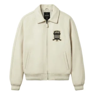 Avirex Heritage Cream Leather Flight Jacket with Black US Shield Crest