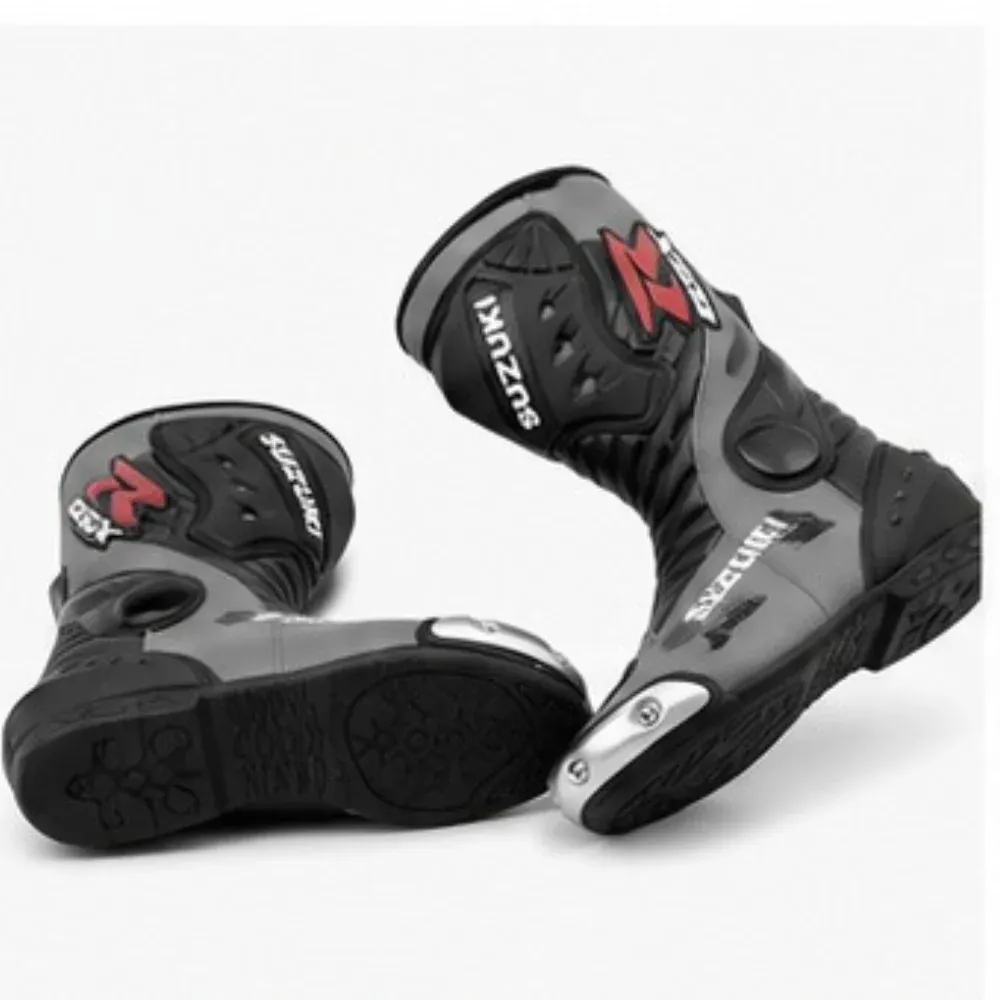 TRIFECTA Storm Racing Motorcycle Boots | Grey & Black Biker Boots for Men - Image 4