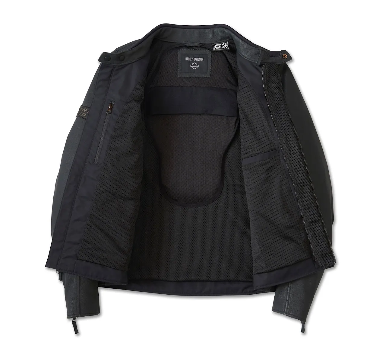 Harley-Davidson Black Leather Moto Jacket with Adjustable Side Tabs - Image 3