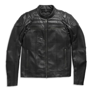 Harley-Davidson Genuine Black Cowhide Leather Tactical Biker Jacket