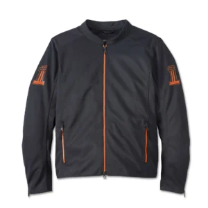 Harley-Davidson Summer Mesh Motorcycle Jacket with Orange Zipper Detail