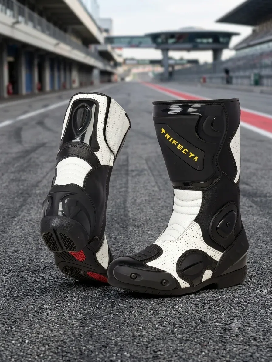 TRIFECTA Motorcycle Racing Boots – Genuine Leather Sport Riding Boots - Image 3