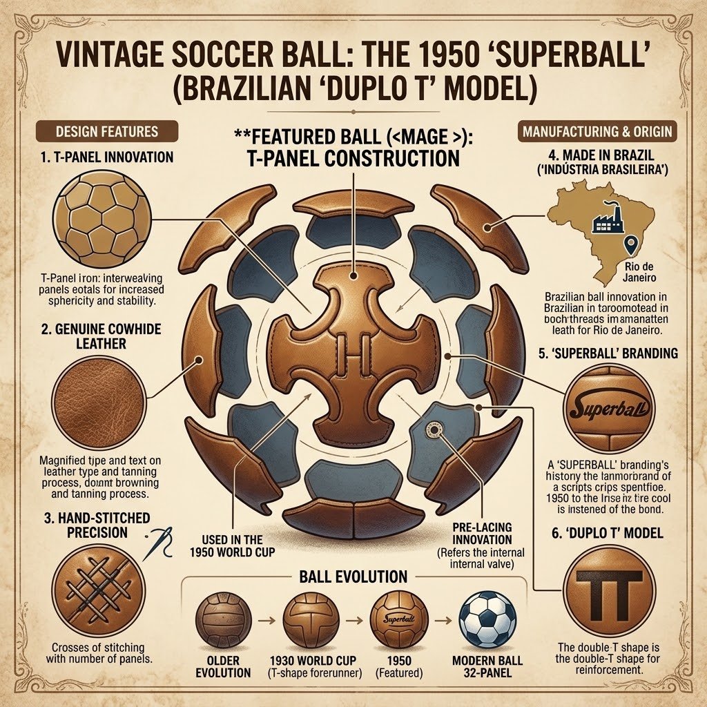 Superball Duplo T Historic 1950 World Cup Leather Match Ball Replica - Image 3