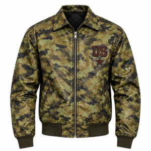 Avirex Men's USA Shield Patch Leather Bomber Jacket – Light Lime Green
